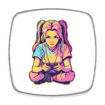 Gaming Girl Comic Look - Viereckiger Kühlschrankmagnet - Weiß - Vorne
