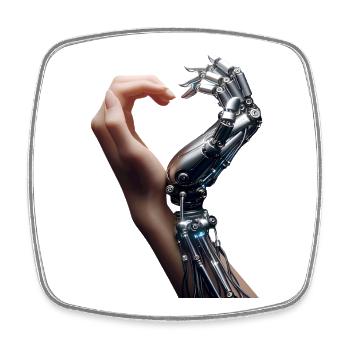 Mensch Roboter Love Hands - Viereckiger Kühlschrankmagnet - Weiß - Vorne