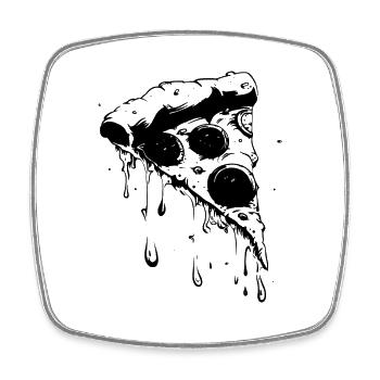 Pizza Stück Zeichnung - Viereckiger Kühlschrankmagnet - Weiß - Vorne
