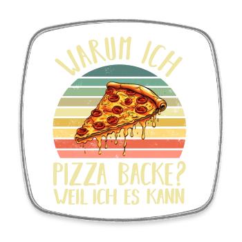 PIzza Bäcker Pizzaiolo - Viereckiger Kühlschrankmagnet - Weiß - Vorne
