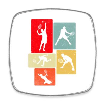 Retro Tennis spielen - Viereckiger Kühlschrankmagnet - Weiß - Vorne