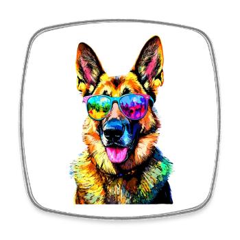 Berger Allemand Couleurs vives Pop Art Chien Chiens de berger - Magnet carré - blanc - Devant