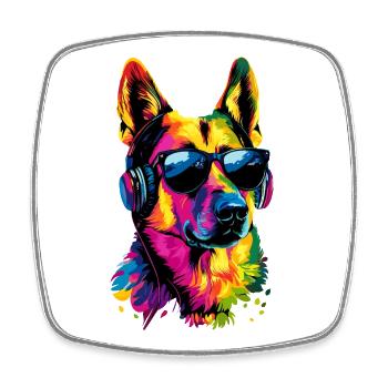 Berger Allemand Couleurs vives Pop Art Chien Chiens de berger - Magnet carré - blanc - Devant