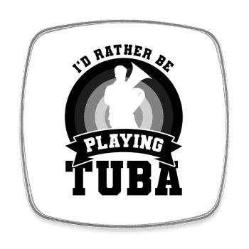 Tuba Player Wit - Square fridge magnet - white - Front