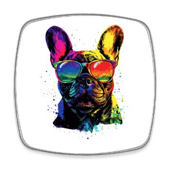 French Bulldog Dog Motif Great Dane Frenchie - Square fridge magnet - white - Front