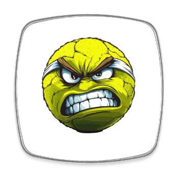 Evil Tennis Ball Cartoon - Square fridge magnet - white - Front