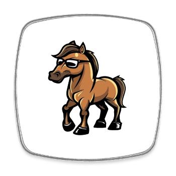 Pferd Cool Comic - Viereckiger Kühlschrankmagnet - Weiß - Vorne