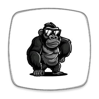 Gorille Cool Bande Dessinée - Magnet carré - blanc - Devant