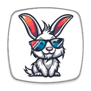 Hase Cool Comic - Viereckiger Kühlschrankmagnet - Weiß - Vorne