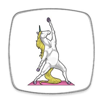 Unicorn Yoga Fitness Gymnastics - Square fridge magnet - white - Front