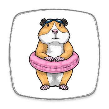 Hamster Swimming Swimming Ring Summer - Square fridge magnet - white - Front