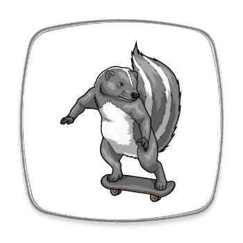 Stinktier Skater Skateboard - Viereckiger Kühlschrankmagnet - Weiß - Vorne