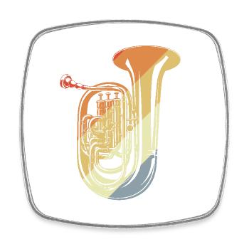 Croquis de tuba rétro - Magnet carré - blanc - Devant