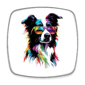 Border Collie Dog Lover Puppy Cute Collies - Square fridge magnet - white - Front
