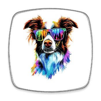 Border Collie Dog Lover Puppy Cute Collies - Square fridge magnet - white - Front