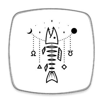 Angeln - Design Fisch in Boho-Stil - Viereckiger Kühlschrankmagnet - Weiß - Vorne