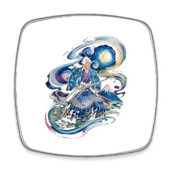 Samurai Ronin Mount Fuji japanisch - Viereckiger Kühlschrankmagnet - Weiß - Vorne