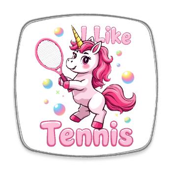 Einhorn Tennis Kinder Geschenk - Viereckiger Kühlschrankmagnet - Weiß - Vorne