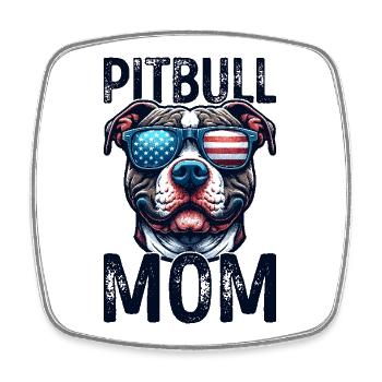 Pitbull Maman Patriotique Drôle 4 Juillet - Magnet carré - blanc - Devant