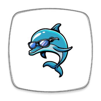 Dolphin Cool Comic - Square fridge magnet - white - Front