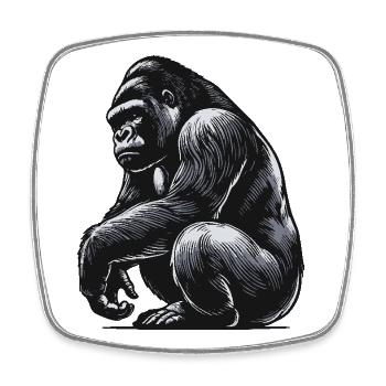 Gorilla - Square fridge magnet - white - Front