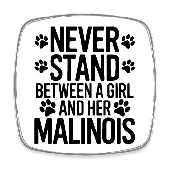 Berger Belge Dicton Malinois Cadeau - Magnet carré - blanc - Devant