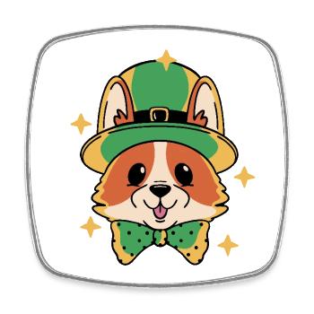 Kobold Lucky Corgi - Viereckiger Kühlschrankmagnet - Weiß - Vorne