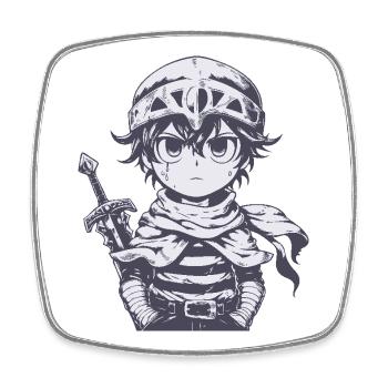 Little Forest Knight with Sword - Square fridge magnet - white - Front