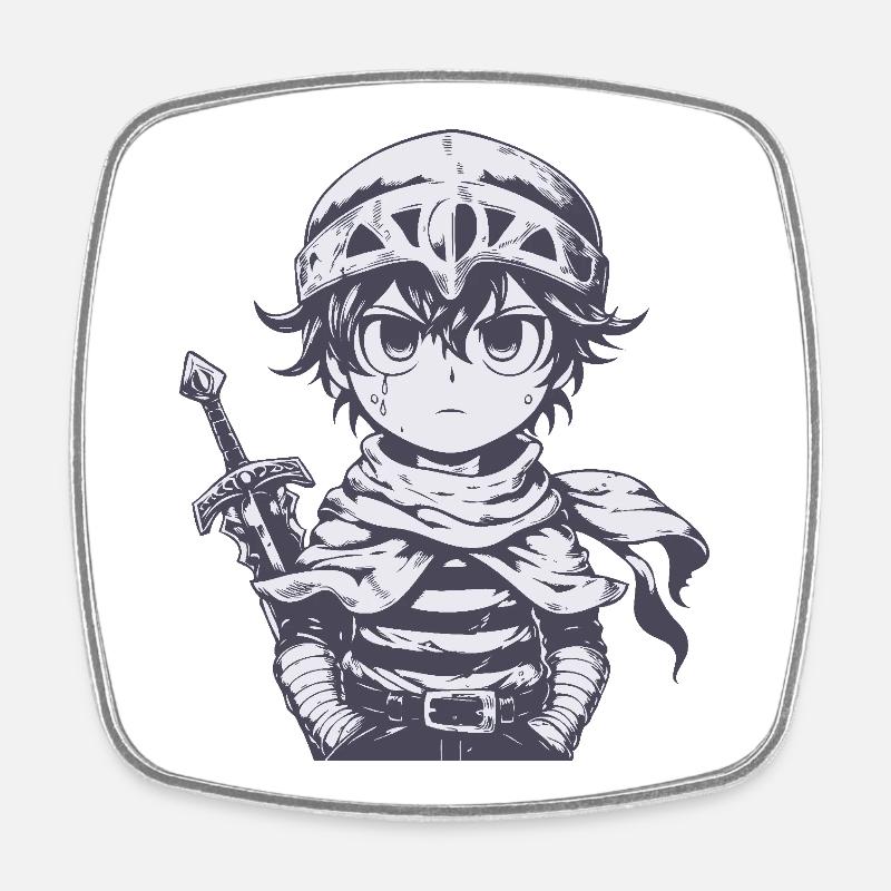 Petit chevalier de la forêt avec épée - Magnet carré - blanc