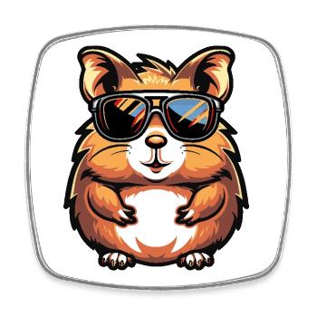 Hamster Cool Comic - Square fridge magnet - white - Front