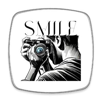 Camera Focus-Please Smile Design for Photographers - Square fridge magnet - white - Front