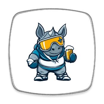 Nashorn Apres Ski Party - Viereckiger Kühlschrankmagnet - Weiß - Vorne
