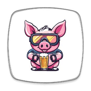 Pork Après-Ski Beer - Square fridge magnet - white - Front