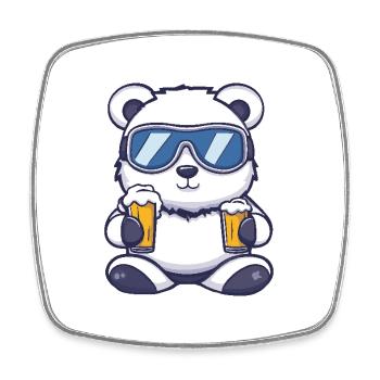 Bière après-ski Bär - Magnet carré - blanc - Devant