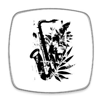 Funny Saxophone - Square fridge magnet - white - Front