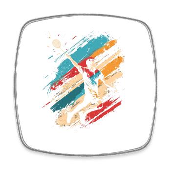 Retro Badminton - Square fridge magnet - white - Front