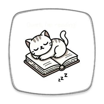 Silent Moments with Books - Square fridge magnet - white - Front