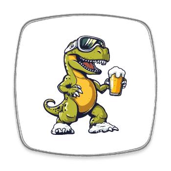 Dinosaurier T-Rex Apres Ski Bier - Viereckiger Kühlschrankmagnet - Weiß - Vorne