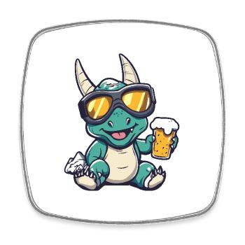 Dinosaurier triceratops Apres Ski Bier - Viereckiger Kühlschrankmagnet - Weiß - Vorne