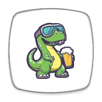 Dinosaurier brontosaurus Apres Ski Bier - Viereckiger Kühlschrankmagnet - Weiß - Vorne
