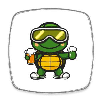 Bière d’après-ski Turtle - Magnet carré - blanc - Devant