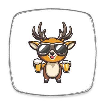 Bière après-ski de chevreuil - Magnet carré - blanc - Devant