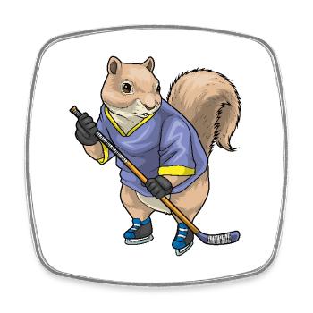 Bâton de hockey sur glace Squirrel - Magnet carré - blanc - Devant