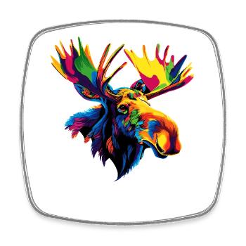 Moose Mosses Bull Elk Antlers Deer Wild Moose - Square fridge magnet - white - Front
