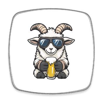 Bière d’après-ski Mountain Goat - Magnet carré - blanc - Devant