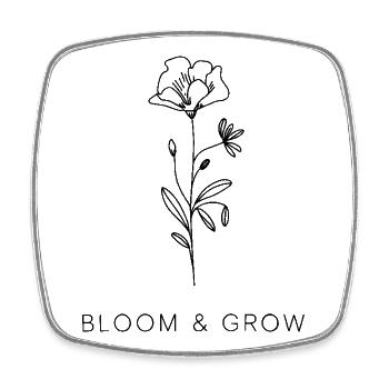 Floraison et croissance Design floral minimaliste - Magnet carré - blanc - Devant