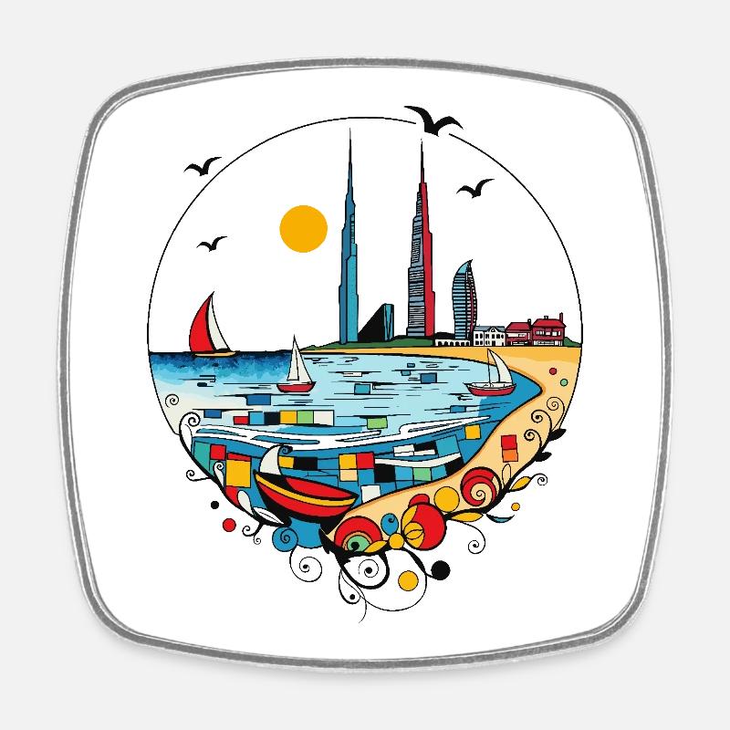 Dubai - Viereckiger Kühlschrankmagnet - Weiß