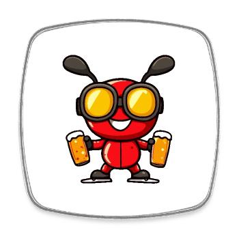 Bière après-ski Ant - Magnet carré - blanc - Devant