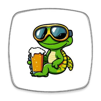 Bière d’après-ski Chameleon - Magnet carré - blanc - Devant