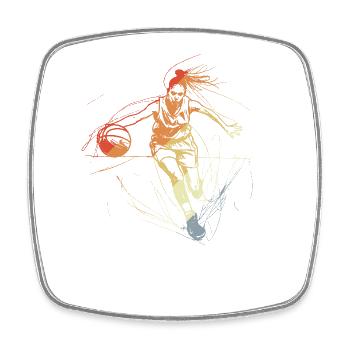 Retro Basketball Player Line Art - Square fridge magnet - white - Front